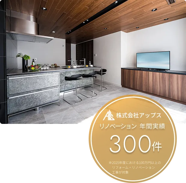 リノベーション年間実績220件⁩※2023年度における100万円以上のリフォーム・リノベーション工事が対象